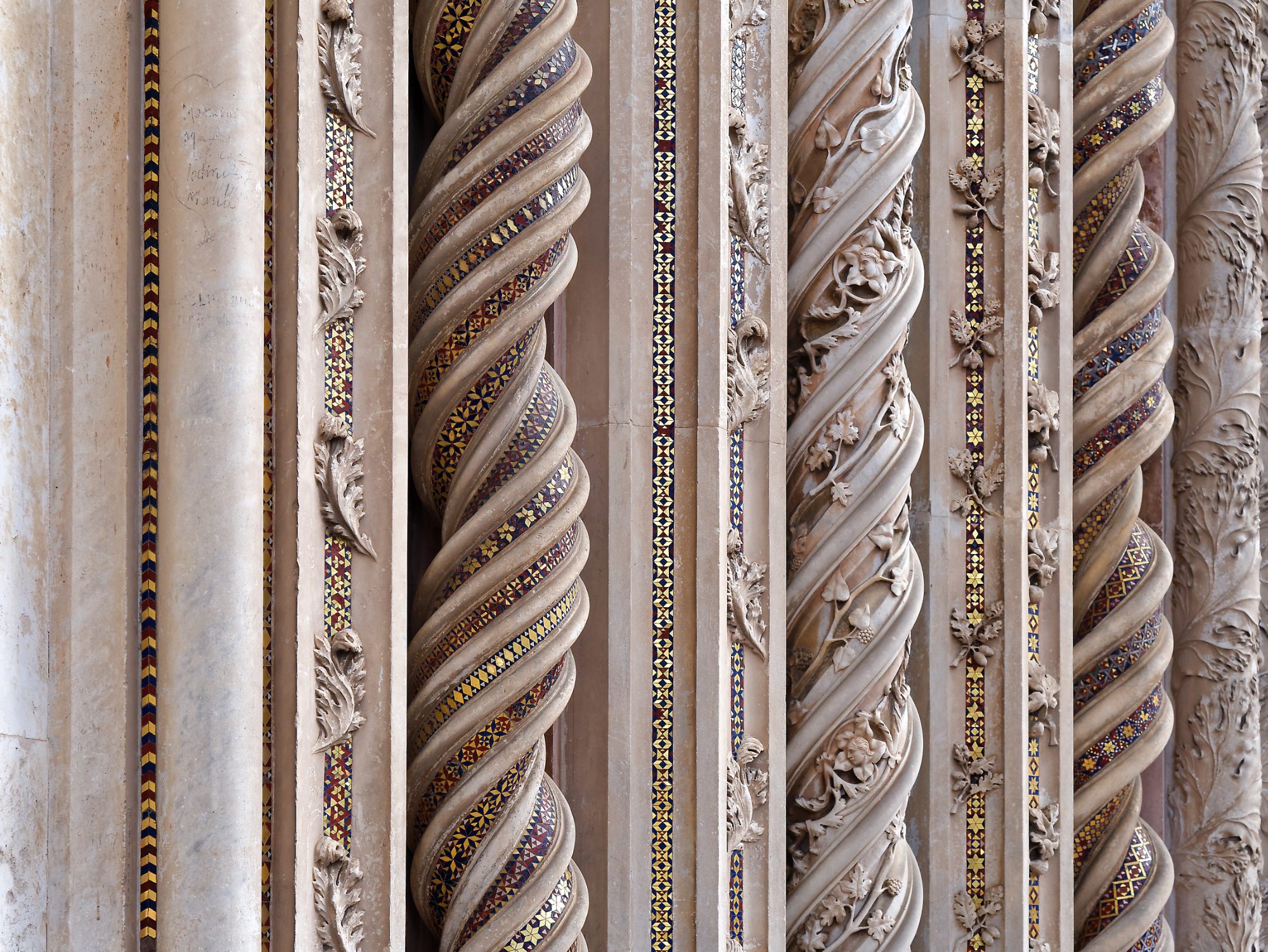 full frame shot carvings columns