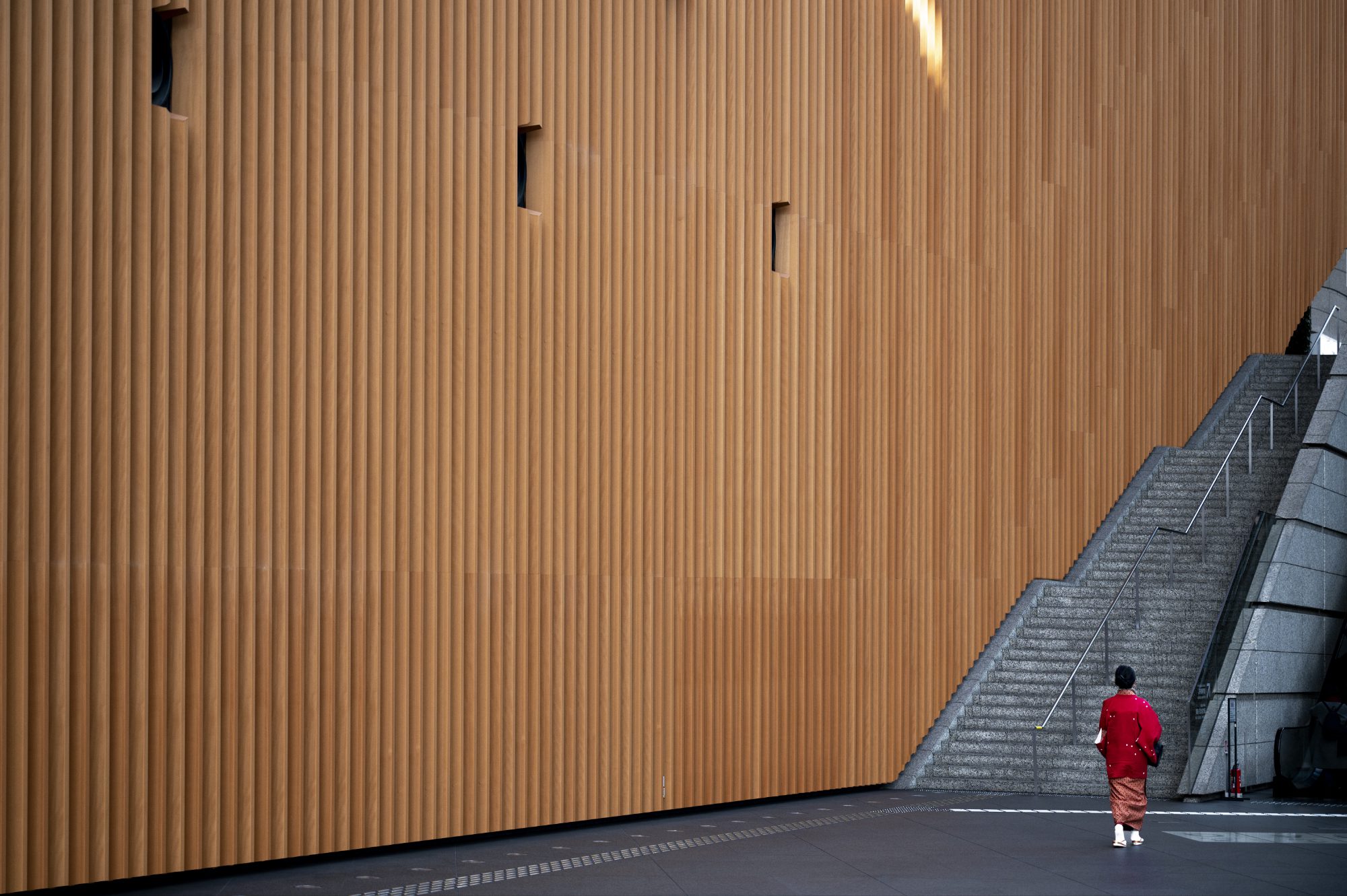 person traveling trought city